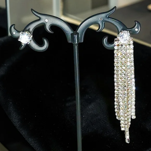 HP 🎉 Sterling Silver Diamond Chandelier Dangle Drop Earrings Romantic Boho Chic - Picture 4 of 13